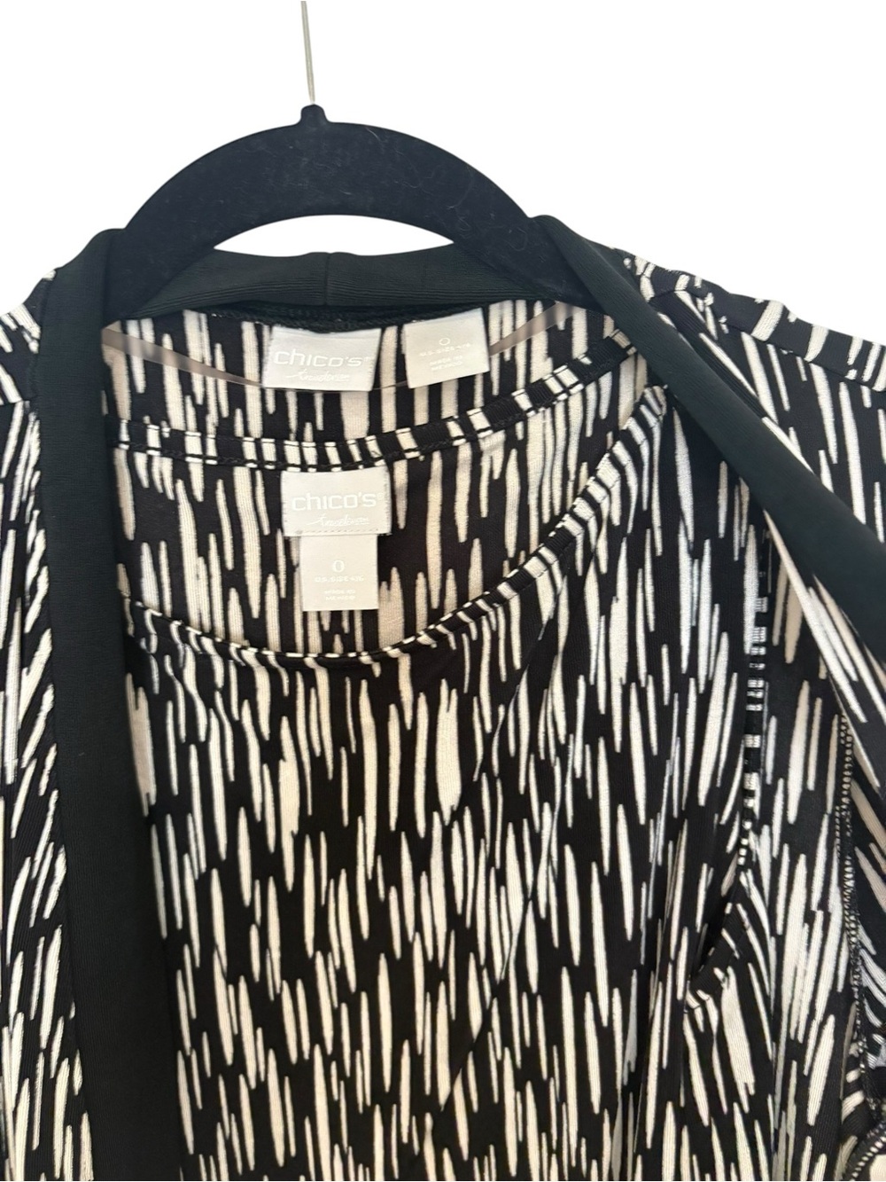 Chico's Black & White Open-Front Cardigan Jacket - Picture 2 of 4
